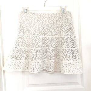 NWT Express Lined Skirt Size 4 Off White Cream Ivory Lace